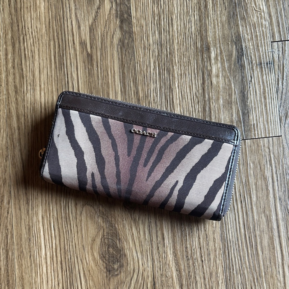 Coach Black and Brown Animal Print Wallet